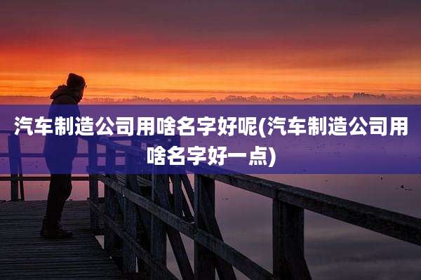 汽车制造公司用啥名字好呢(汽车制造公司用啥名字好一点)
