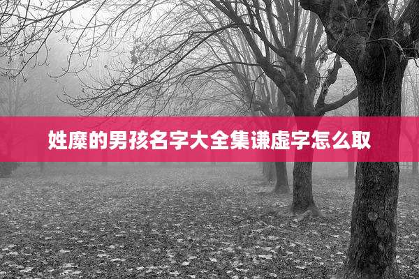 姓糜的男孩名字大全集谦虚字怎么取