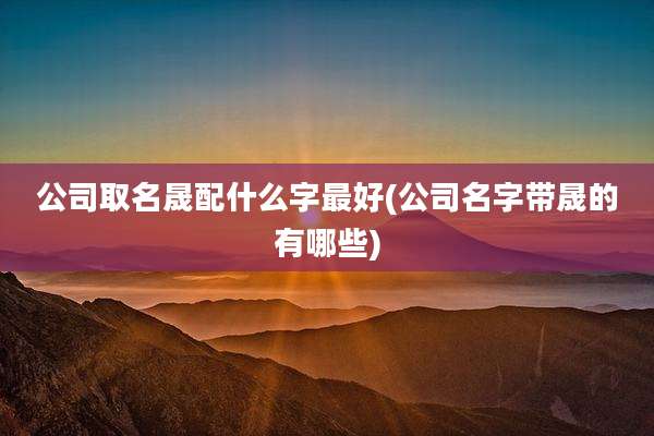 公司取名晟配什么字最好(公司名字带晟的有哪些)