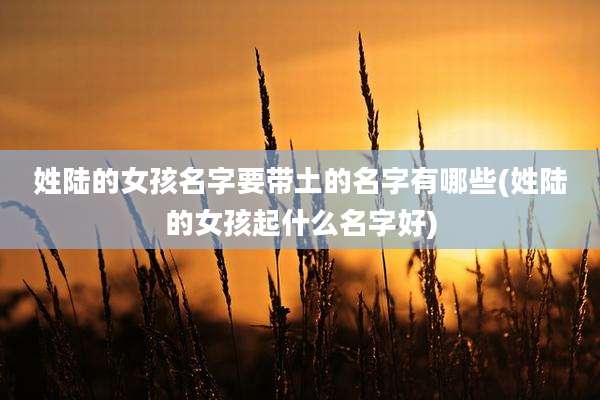 姓陆的女孩名字要带土的名字有哪些(姓陆的女孩起什么名字好)