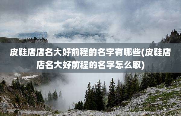 皮鞋店店名大好前程的名字有哪些(皮鞋店店名大好前程的名字怎么取)