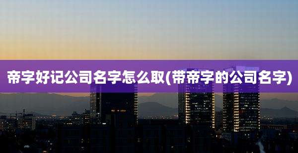 帝字好记公司名字怎么取(带帝字的公司名字)