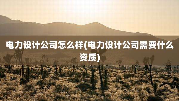 电力设计公司怎么样(电力设计公司需要什么资质)