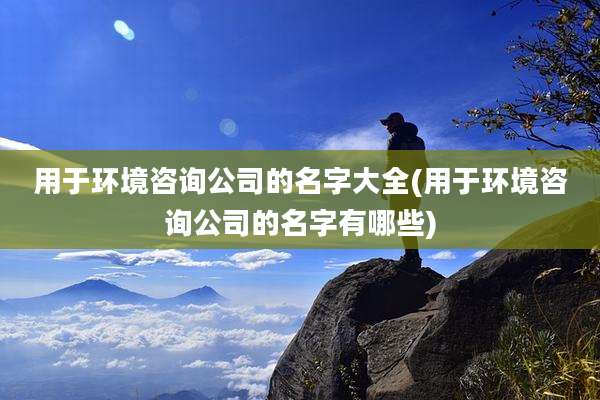 用于环境咨询公司的名字大全(用于环境咨询公司的名字有哪些)