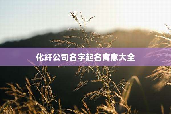化纤公司名字起名寓意大全