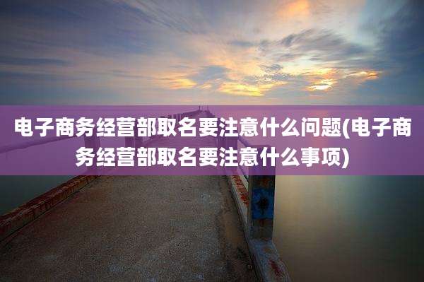电子商务经营部取名要注意什么问题(电子商务经营部取名要注意什么事项)