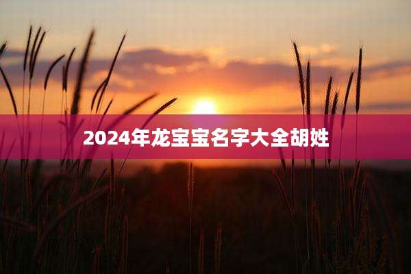 2024年龙宝宝名字大全胡姓