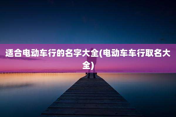 适合电动车行的名字大全(电动车车行取名大全)