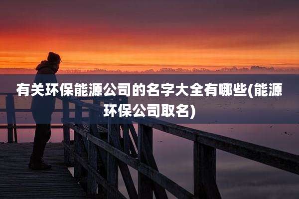 有关环保能源公司的名字大全有哪些(能源环保公司取名)