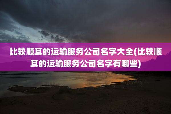 比较顺耳的运输服务公司名字大全(比较顺耳的运输服务公司名字有哪些)