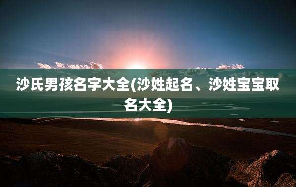 沙氏男孩名字大全(沙姓起名、沙姓宝宝取名大全)