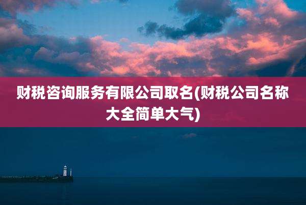 财税咨询服务有限公司取名(财税公司名称大全简单大气)
