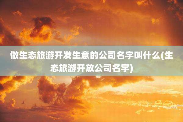 做生态旅游开发生意的公司名字叫什么(生态旅游开放公司名字)