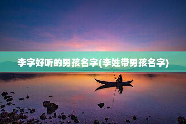 李字好听的男孩名字(李姓带男孩名字)
