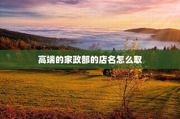 高端的家政部的店名怎么取