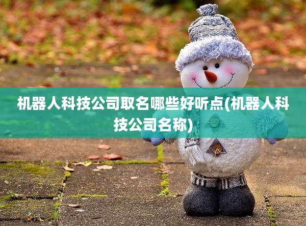 机器人科技公司取名哪些好听点(机器人科技公司名称)