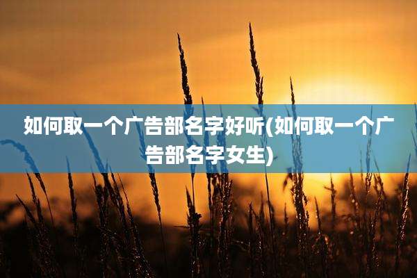 如何取一个广告部名字好听(如何取一个广告部名字女生)