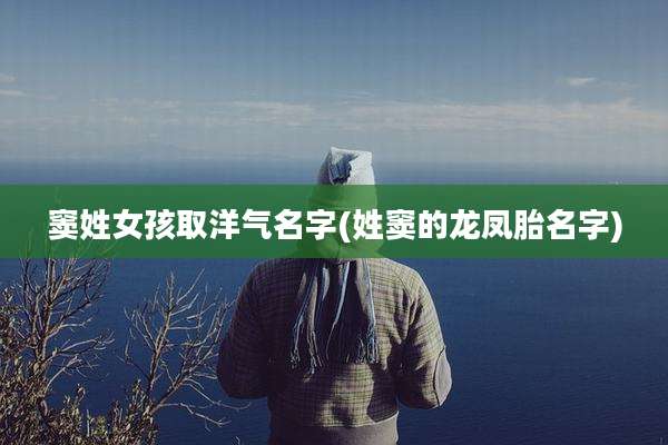 窦姓女孩取洋气名字(姓窦的龙凤胎名字)