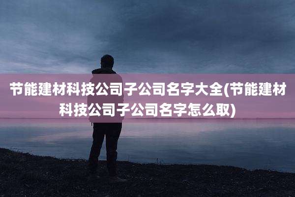 节能建材科技公司子公司名字大全(节能建材科技公司子公司名字怎么取)