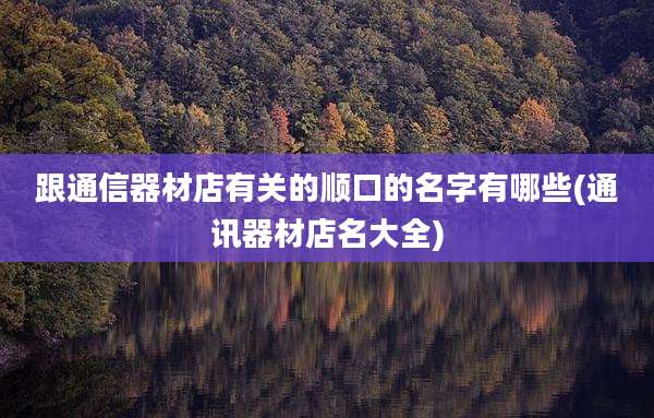 跟通信器材店有关的顺口的名字有哪些(通讯器材店名大全)