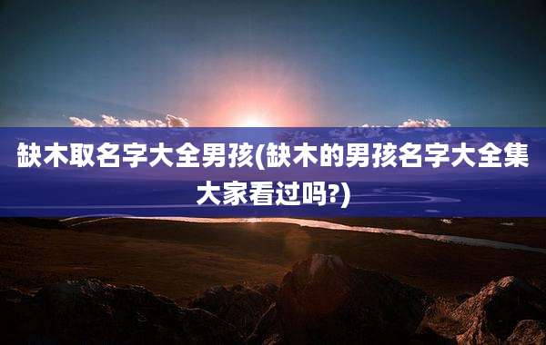 缺木取名字大全男孩(缺木的男孩名字大全集大家看过吗?)