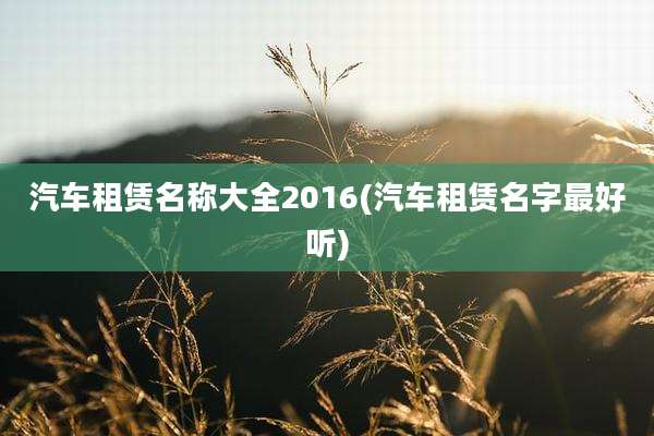 汽车租赁名称大全2016(汽车租赁名字最好听)
