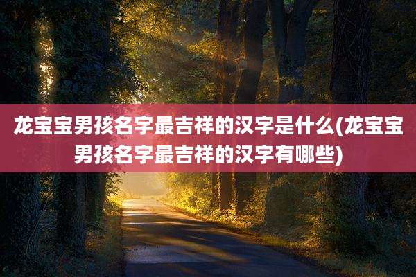 龙宝宝男孩名字最吉祥的汉字是什么(龙宝宝男孩名字最吉祥的汉字有哪些)
