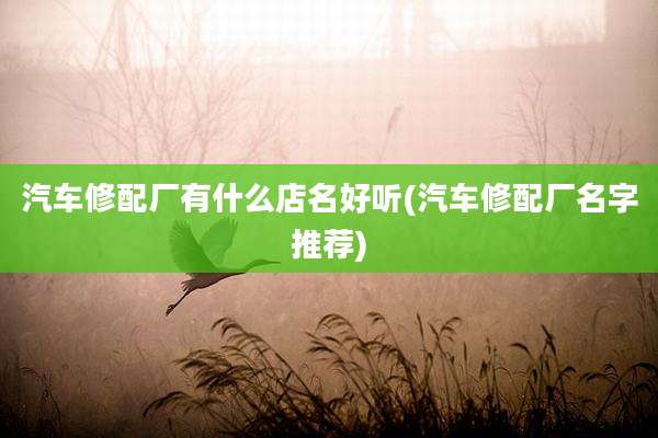 汽车修配厂有什么店名好听(汽车修配厂名字推荐)