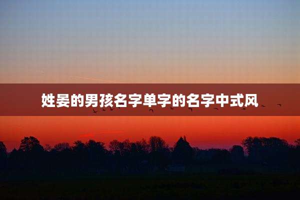 姓晏的男孩名字单字的名字中式风