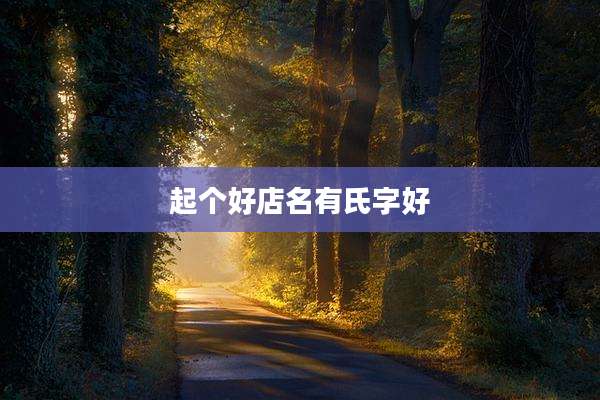 起个好店名有氏字好