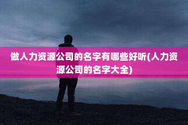 做人力资源公司的名字有哪些好听(人力资源公司的名字大全)