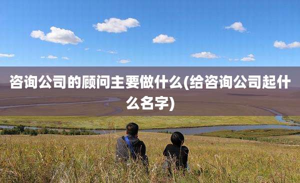 咨询公司的顾问主要做什么(给咨询公司起什么名字)