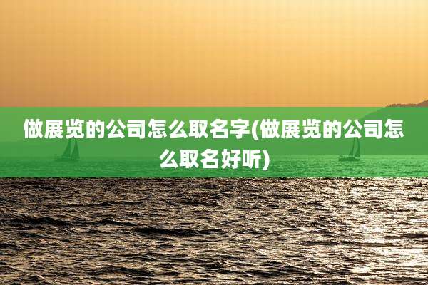 做展览的公司怎么取名字(做展览的公司怎么取名好听)