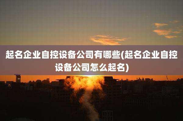 起名企业自控设备公司有哪些(起名企业自控设备公司怎么起名)