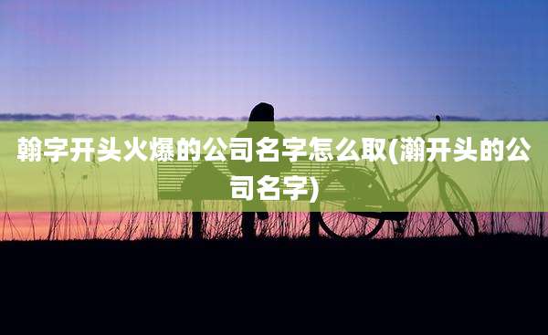 翰字开头火爆的公司名字怎么取(瀚开头的公司名字)