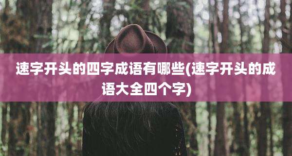 速字开头的四字成语有哪些(速字开头的成语大全四个字)