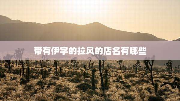 带有伊字的拉风的店名有哪些