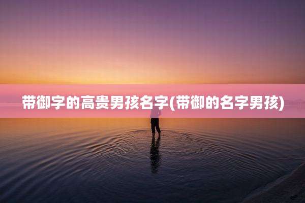 带御字的高贵男孩名字(带御的名字男孩)