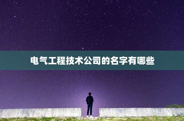 电气工程技术公司的名字有哪些