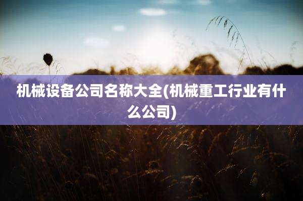 机械设备公司名称大全(机械重工行业有什么公司)