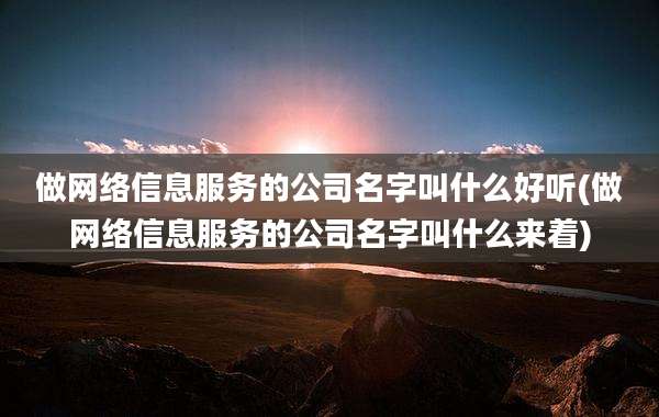 做网络信息服务的公司名字叫什么好听(做网络信息服务的公司名字叫什么来着)