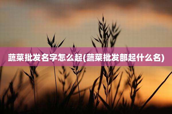 蔬菜批发名字怎么起(蔬菜批发部起什么名)