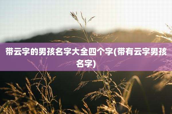 带云字的男孩名字大全四个字(带有云字男孩名字)