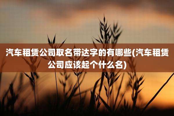 汽车租赁公司取名带达字的有哪些(汽车租赁公司应该起个什么名)