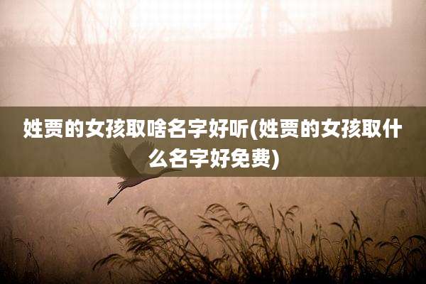 姓贾的女孩取啥名字好听(姓贾的女孩取什么名字好免费)