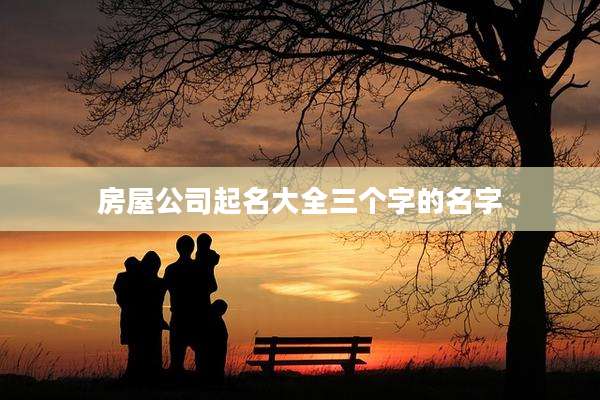 房屋公司起名大全三个字的名字