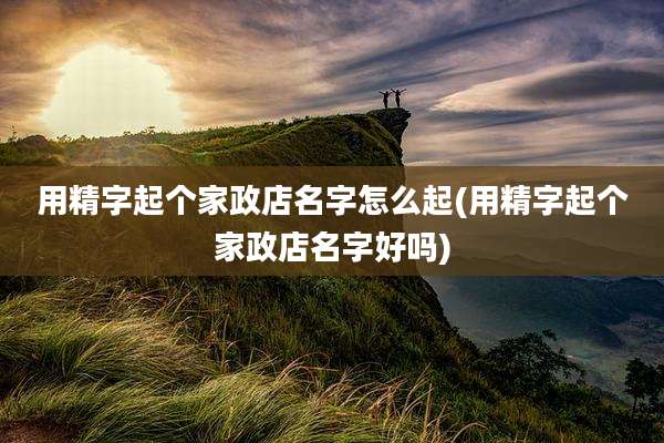 用精字起个家政店名字怎么起(用精字起个家政店名字好吗)