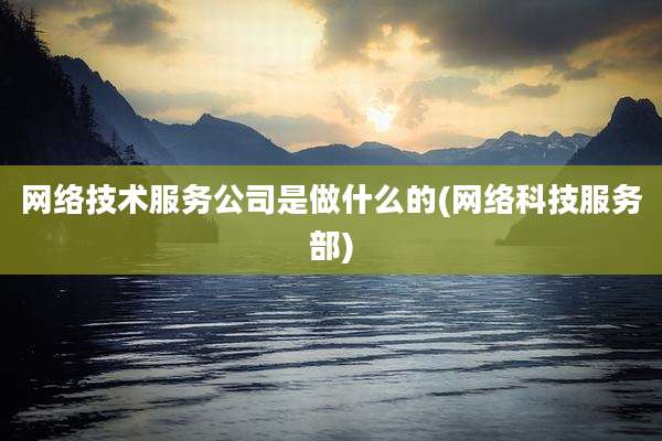 网络技术服务公司是做什么的(网络科技服务部)