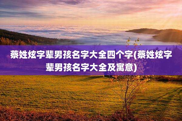 蔡姓炫字辈男孩名字大全四个字(蔡姓炫字辈男孩名字大全及寓意)