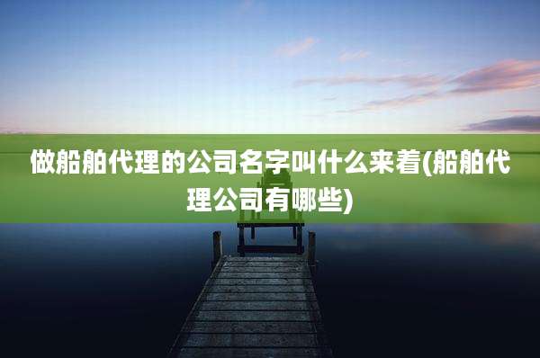 做船舶代理的公司名字叫什么来着(船舶代理公司有哪些)